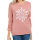 Karen Scott Women's Snowflake Applique Sweater Pink Size Large
