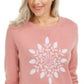 Karen Scott Women's Snowflake Applique Sweater Pink Size Large