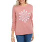 Karen Scott Women's Snowflake Applique Sweater Pink Size Small
