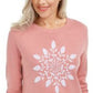 Karen Scott Women's Snowflake Applique Sweater Pink Size Small