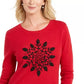 Karen Scott Women's Snowflake Applique Sweater Bright Red Size Large