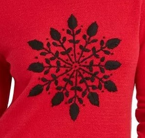 Karen Scott Women's Snowflake Applique Sweater Bright Red Size Large