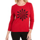 Karen Scott Women's Snowflake Applique Sweater Red Size Small