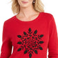 Karen Scott Women's Snowflake Applique Sweater New Red Combo Size XX-Large