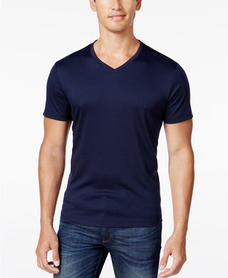 Alfani Men's Soft Touch Stretch V-Neck T-Shirt Navy Size Large
