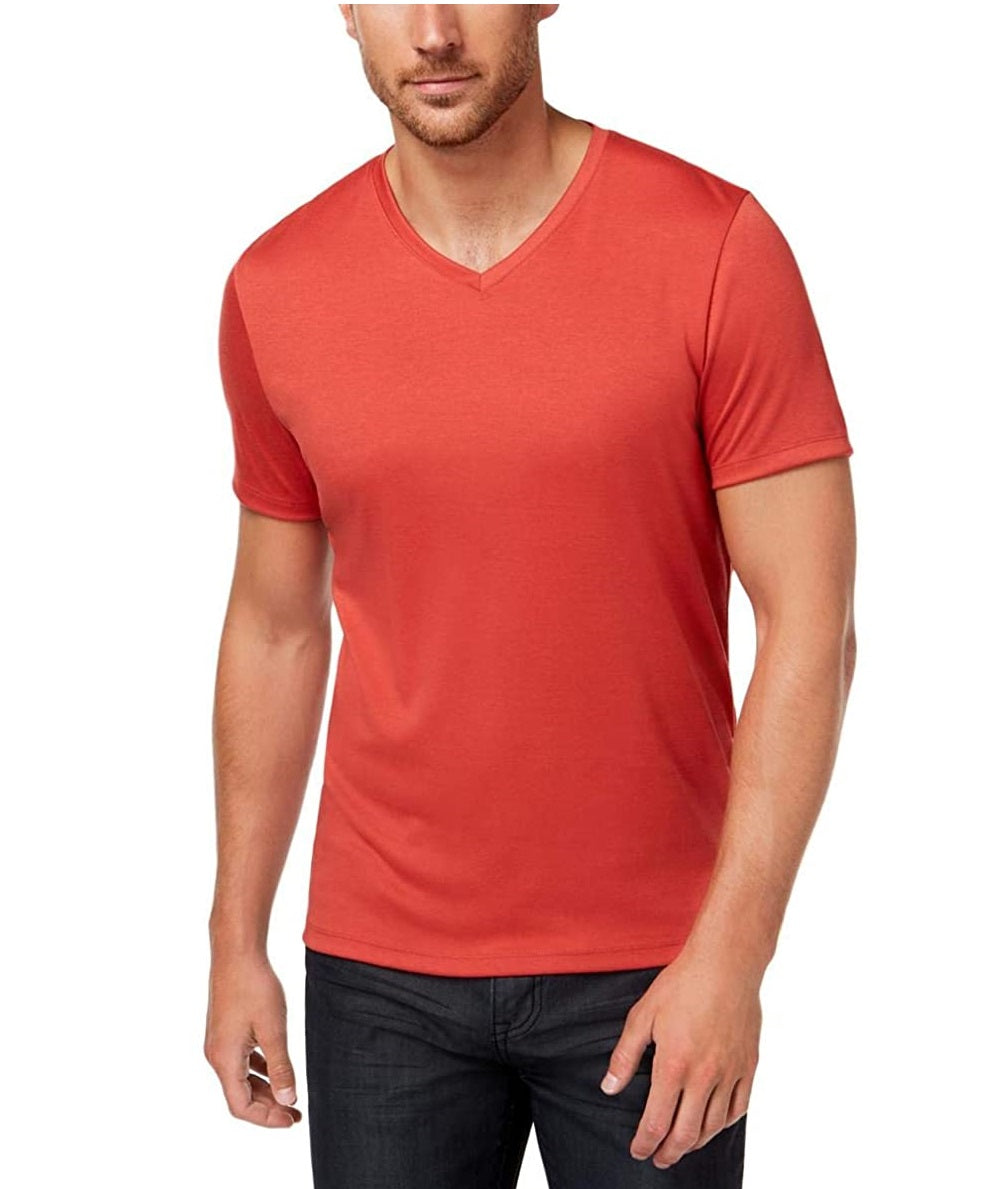 Alfani Men's Soft Touch Stretch V-Neck T-Shirt Red Size Large