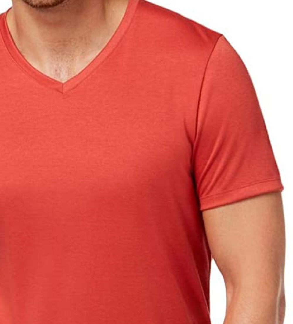 Alfani Men's Soft Touch Stretch V-Neck T-Shirt Red Size Large