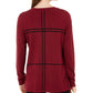Alfani Women's Grid-Pattern Sweater Red Size Small