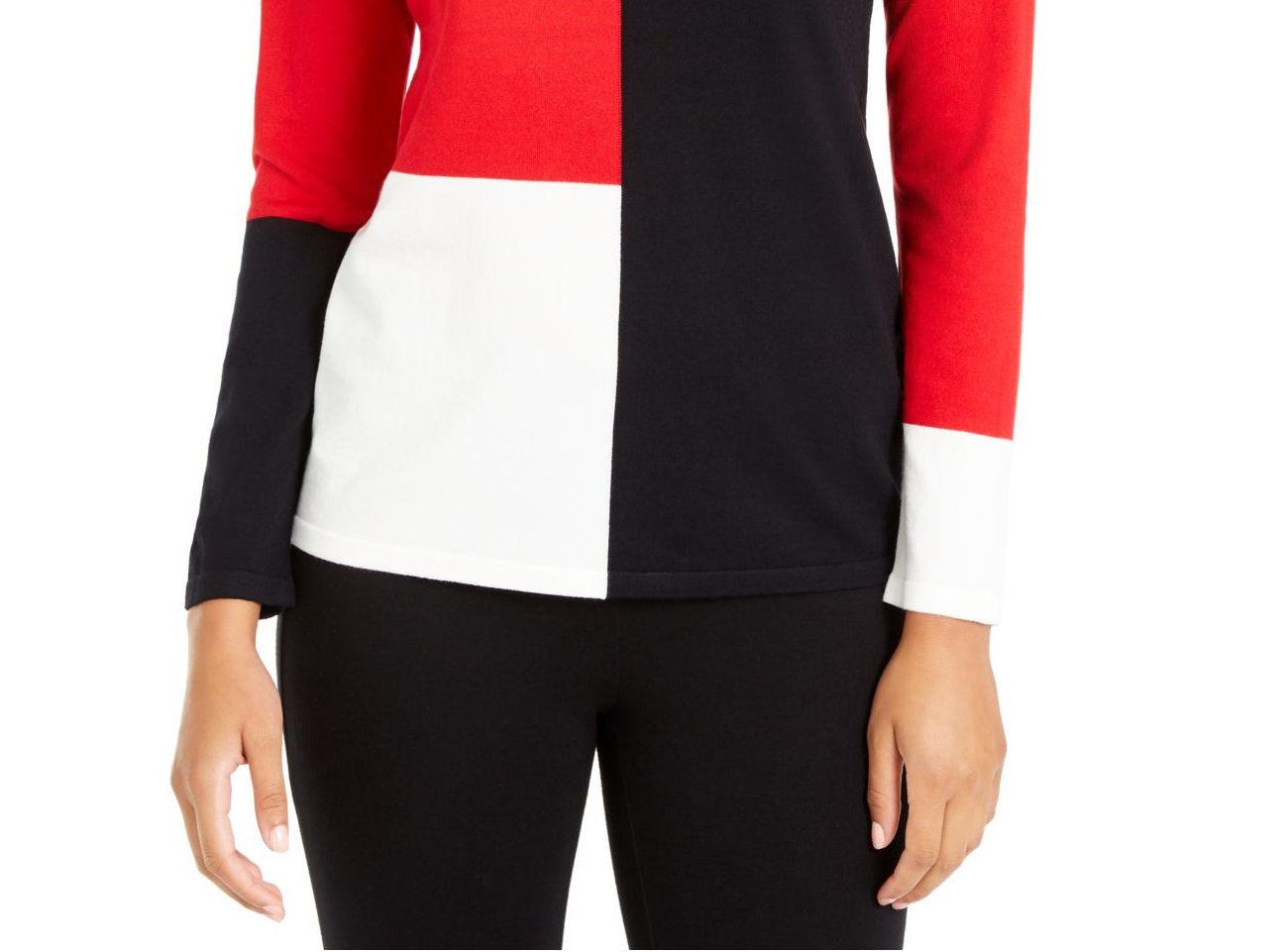 Alfani Women's Colorblocked Dropped-Shoulder Top  Red Size Extra Large