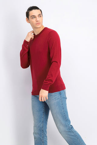 Alfani Men's Merino Blend Solid Crewneck Sweater  Wine Size 2 Extra Large