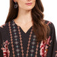 Style & Co Women's Printed Handkerchief-Hem Peasant Top Festive Black Size Large