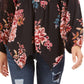 Style & Co Women's Printed Handkerchief-Hem Peasant Top Festive Black Size Large