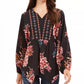 Style & Co Women's Printed Handkerchief-Hem Peasant Top Black Size Small