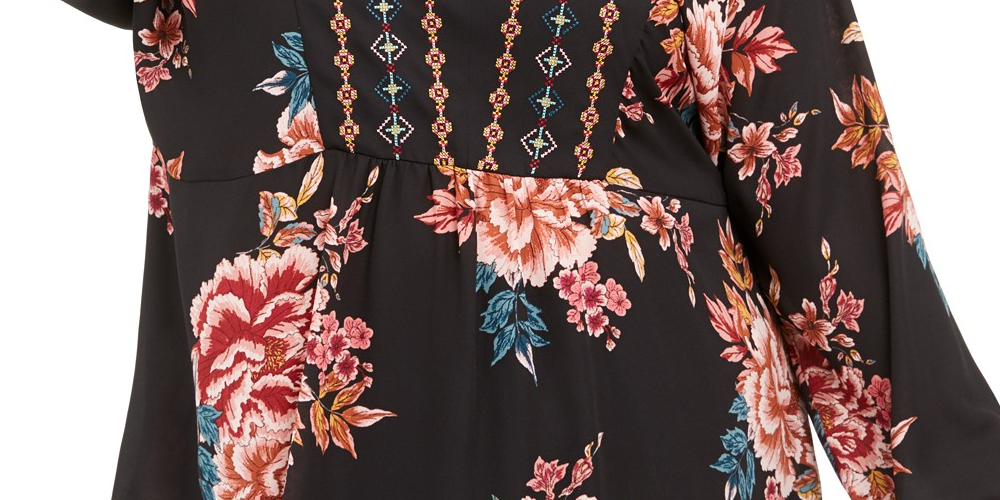 Style & Co Women's Floral Blouse Black Size 1X