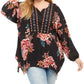 Style & Co Women's Floral Blouse Black Size 3X