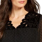 Style & Co Women's Mixed-Media Sheer-Sleeve Blouse Black Size Extra Large