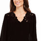 Style & Co Women's Mixed-Media Sheer-Sleeve Blouse  Black Size Extra Small