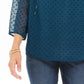 Style & Co Women's Mixed-Media Sheer-Sleeve Blouse Green Size Extra Small