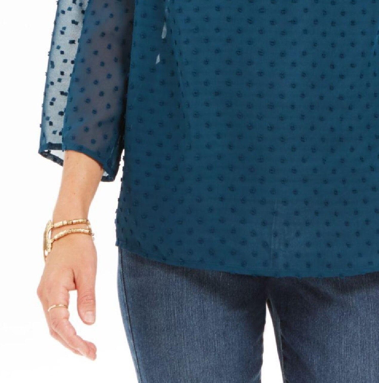 Style & Co Women's Mixed-Media Sheer-Sleeve Blouse Green Size Extra Small