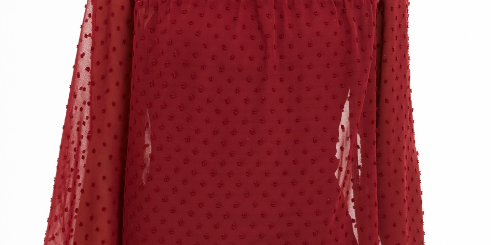 Style & Co Women's Mixed-Media Sheer-Sleeve Blouse  Red Size Extra Small