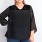 Style & Co Women's Plus Size Swiss-Dot Velvet-Yoke Top Black Size 1X