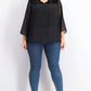 Style & Co Women's Plus Size Swiss-Dot Velvet-Yoke Top Black Size 1X