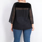 Style & Co Women's Plus Size Swiss-Dot Velvet-Yoke Top Black Size 1X