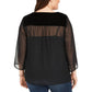 Style & Co Women's Plus Size Swiss-Dot Velvet-Yoke Top Black Size 3X