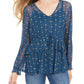 Style & Co Women's Printed Mesh Top Green Size Extra Large