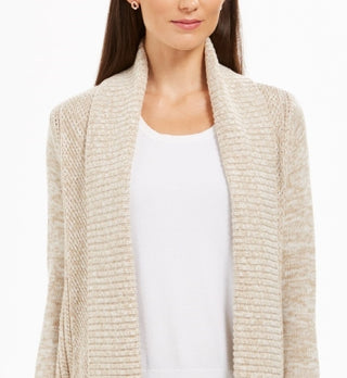 Charter Club Women's Marled Shawl-Collar Cardigan Med Beige Size Large