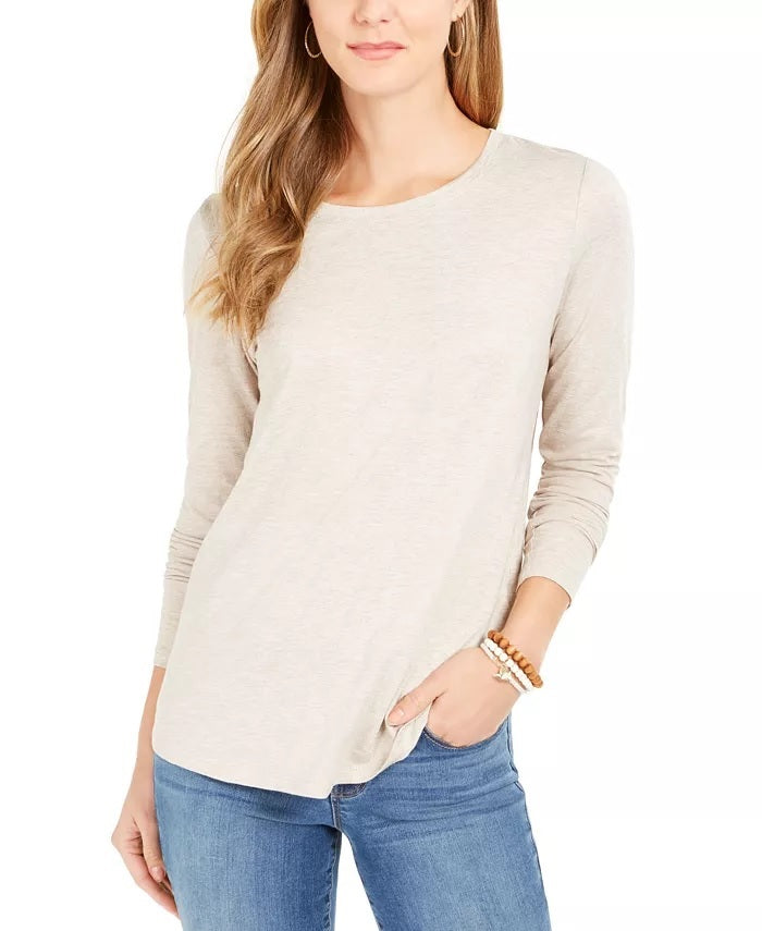 Style & Co Women's Speckled Shimmer Top Beige Size Large