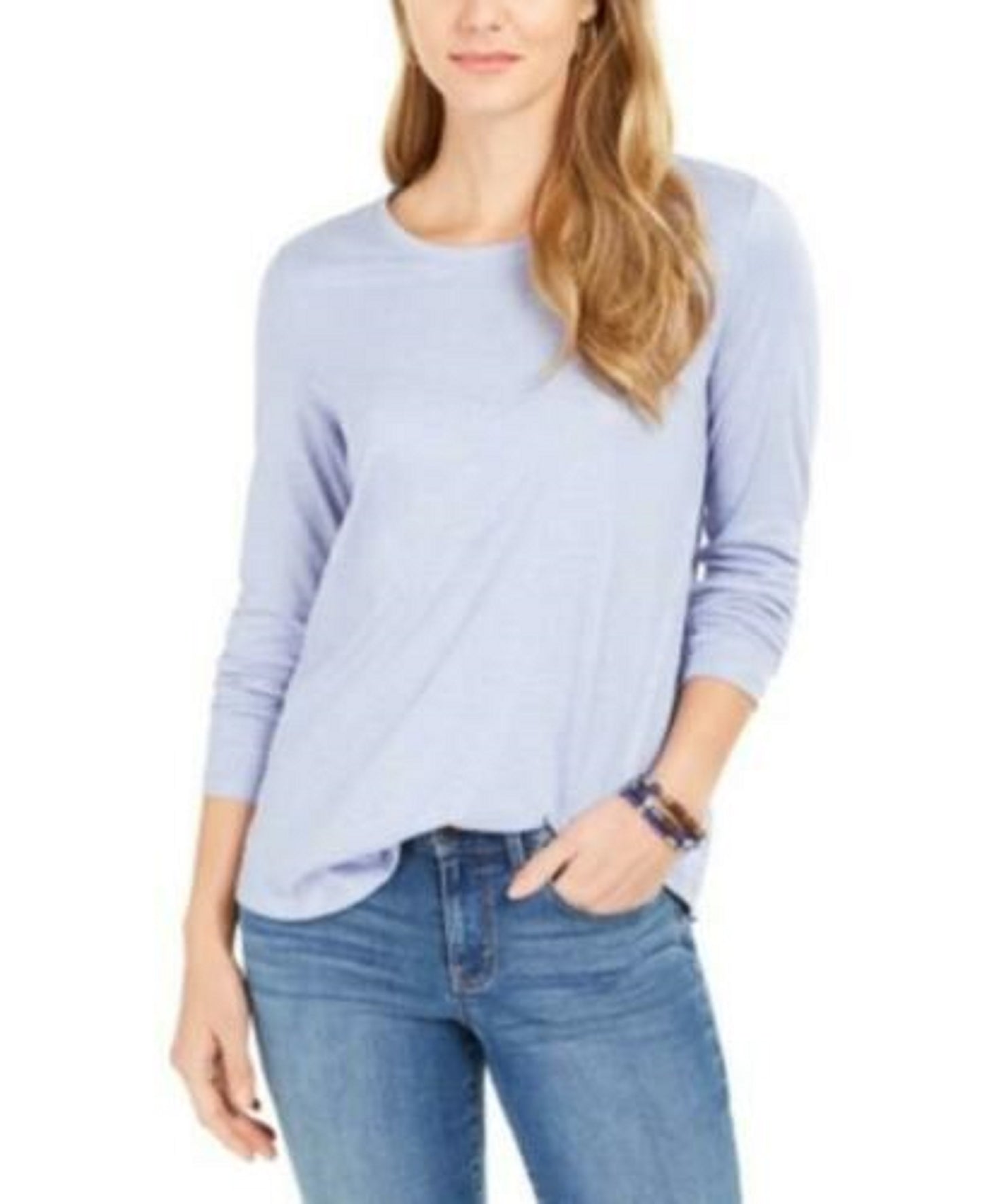 Style & Co Women's Speckled Shimmer Top Med Blue Size Medium
