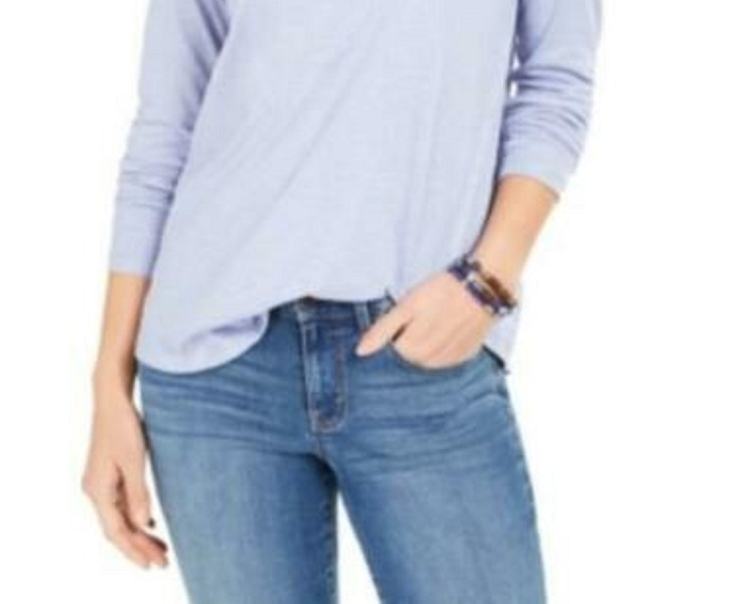 Style & Co Women's Speckled Shimmer Top Med Blue Size Medium