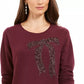 Style & Co Women's Embellished Whimsy Sweatshirt Medium Purple Size Medium