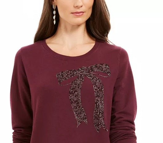Style & Co Women's Embellished Whimsy Sweatshirt Medium Purple Size Medium