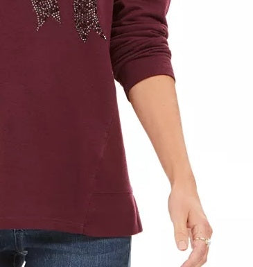 Style & Co Women's Embellished Whimsy Sweatshirt Medium Purple Size Medium