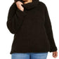 Style & Co Women's Plus Size Cowlneck Faux Sherpa Sweater Black Size Extra Large