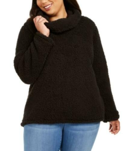 Style & Co Women's Plus Size Cowlneck Faux Sherpa Sweater Black Size Extra Large