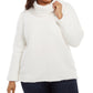 Style & Co Women's Plus Size Cowlneck Faux Sherpa Sweater White Size 2X