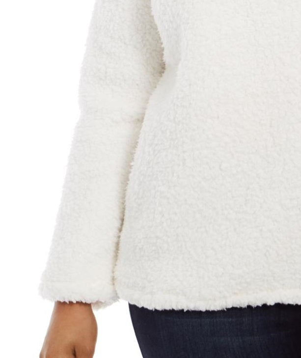 Style & Co Women's Plus Size Cowlneck Faux Sherpa Sweater White Size 2X