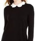 Maison Jules Women's Scalloped Neck Layered Look Sweater Black Size Small