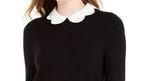 Maison Jules Women's Scalloped Neck Layered Look Sweater Black Size Small