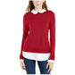 Maison Jules Women's Scalloped-Neck Layered-Look Sweater Bright Red Size X-Small