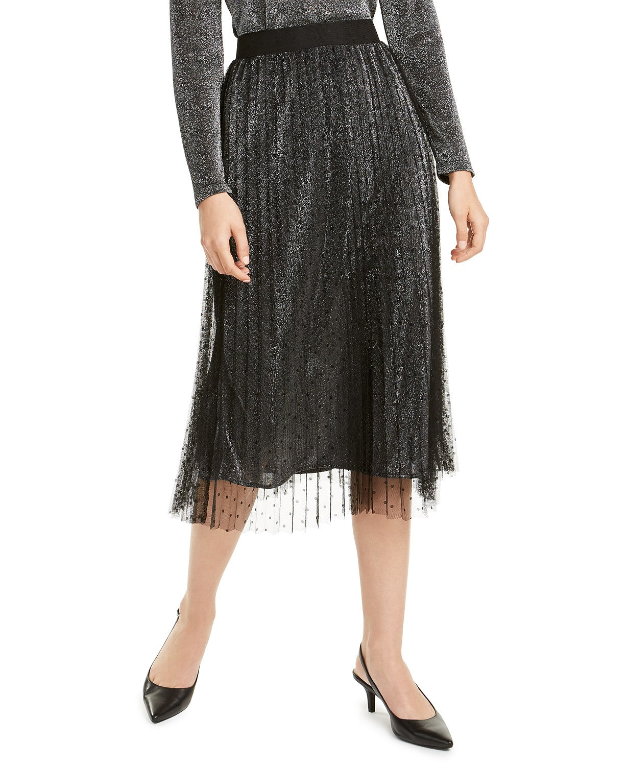 Alfani Women's Swiss-Dot Metallic Skirt  Gnmerl Metallic Size Extra Large