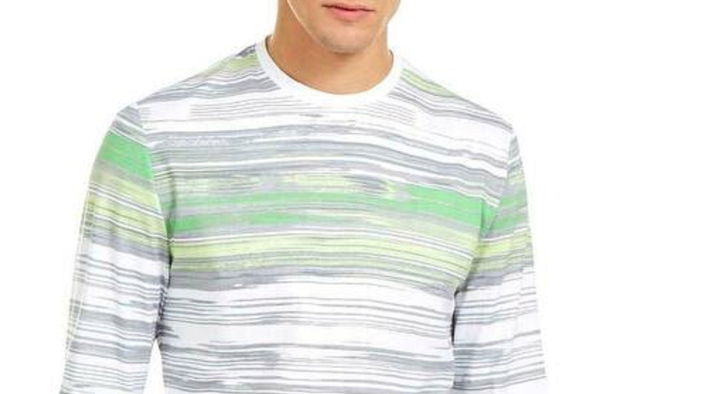 Alfani Men's Stripe T-Shirt Gray Size Large