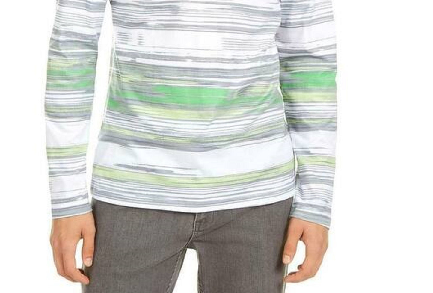 Alfani Men's Stripe T-Shirt Gray Size Large