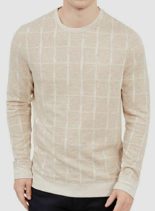Alfani Men's Jacquard Grid Sweatshirt Vanilla Size Medium