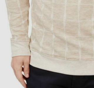 Alfani Men's Jacquard Grid Sweatshirt Vanilla Size Medium