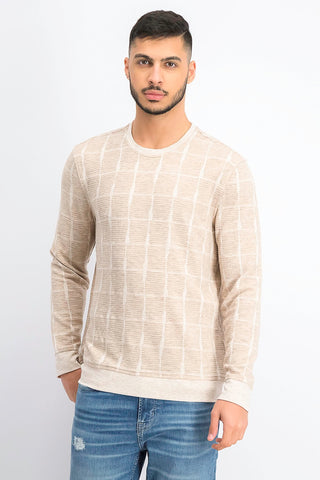 Alfani Men's Jacquard Grid Sweatshirt Blue Size Small