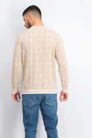 Alfani Men's Jacquard Grid Sweatshirt Blue Size Small